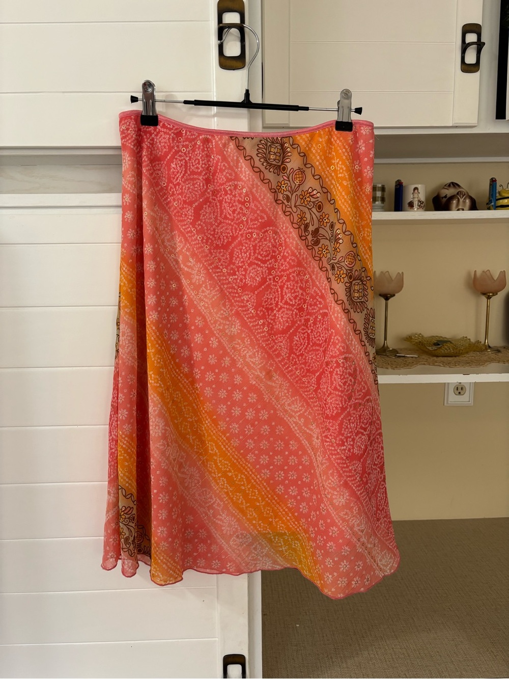 Y2K Pink & orange midi skirt